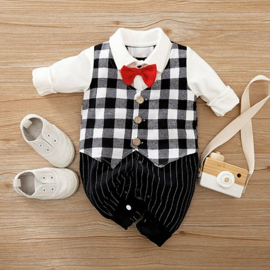 Black White red bow set